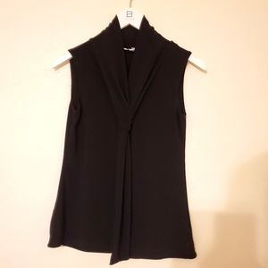 Prospect Blvd Classic Black Sleeveless Blouse Drape Front